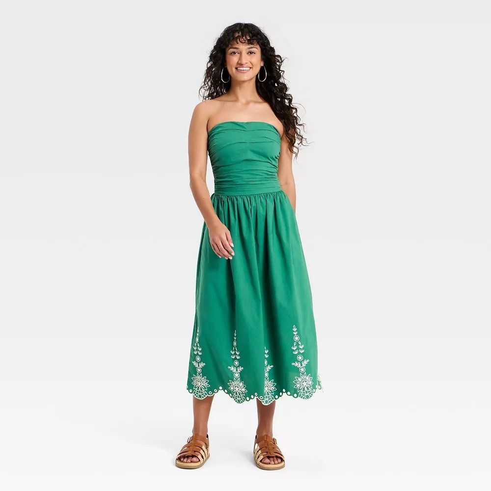 Women's Strapless Midi Sundress - Universal Thread Green XS
